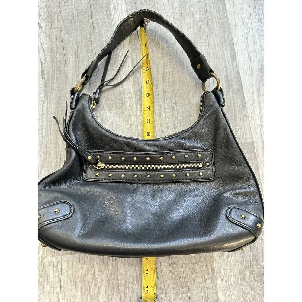 Black Michael Kors Ashbury Pebbled‎ Leather Shoulder Bag Hobo Purse Gold